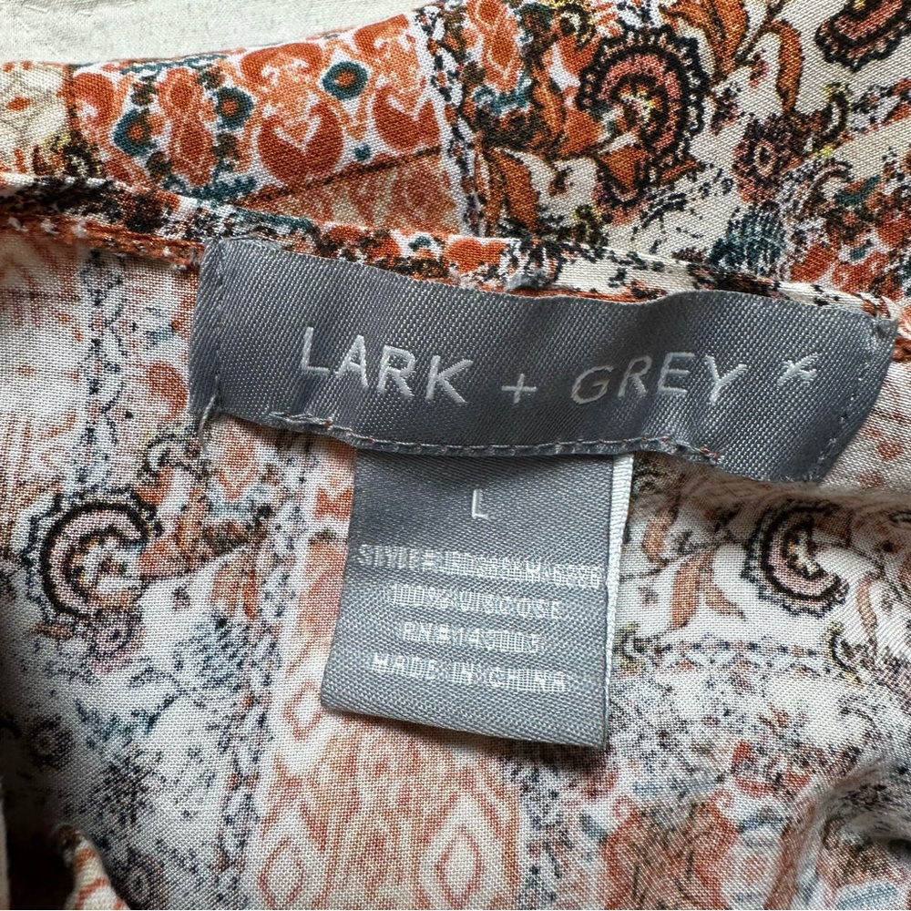 Boho Coral Midi Dress | Flowy Gathered Waist · Lark + Grey - Picture 4 of 11